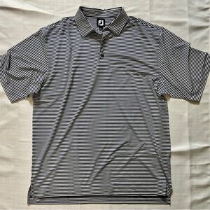 FootJoy Blue and White Striped Men's Polo Shirt Size XL
